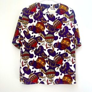 Vintage Che Studio Hot Air Balloon Blouse Size Large Top
